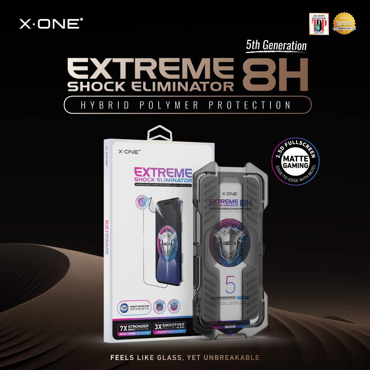X.One® Hybrid Polymer Impact Screen Protector (Matte Gaming) with Installer Kit